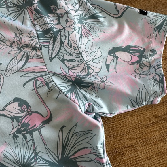 Men's Tropical Print Shirt - Pink and Gray - Picture 10 of 12